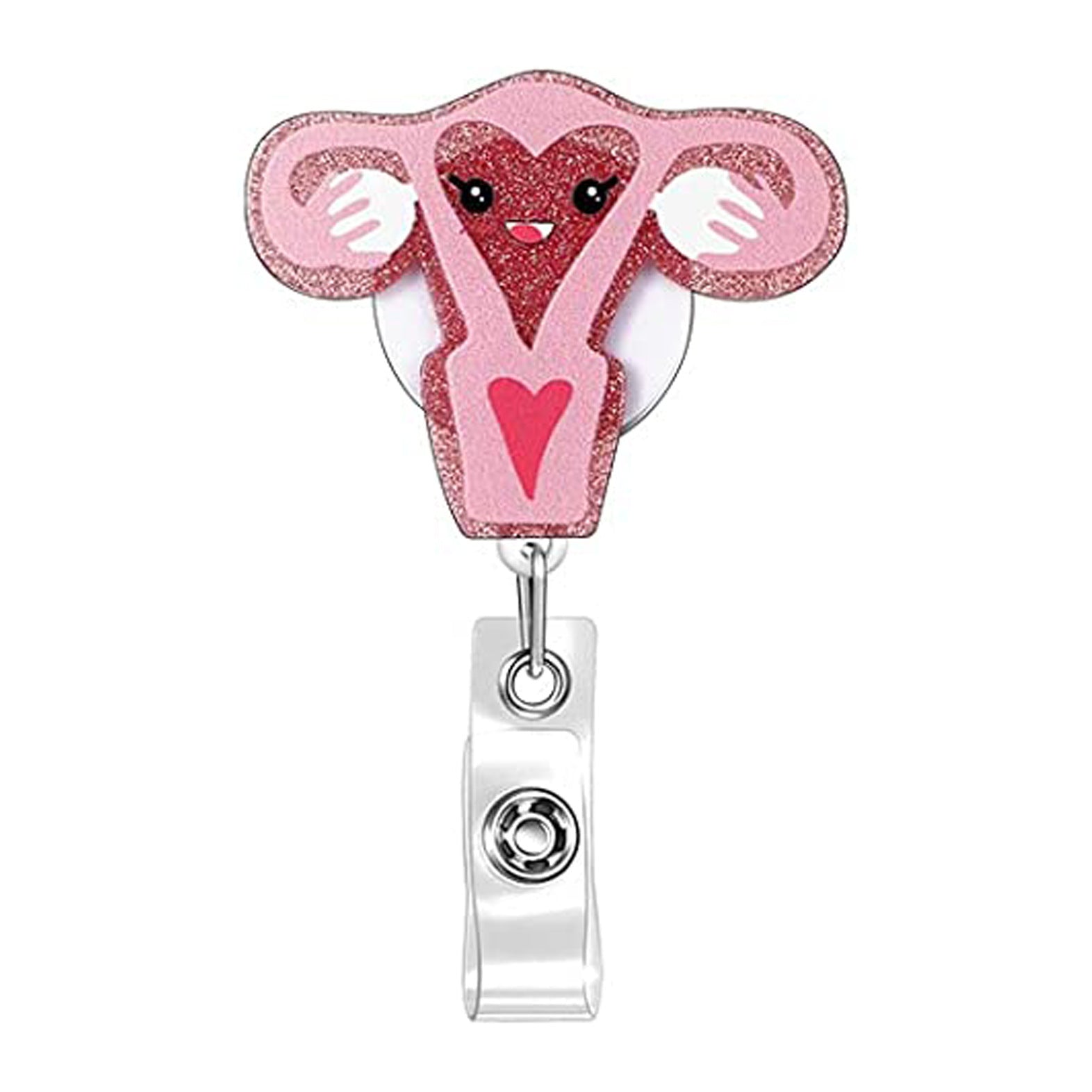 Wholesale Badge Reels Glitter Acrylic Baby Bottle Rainbow Retractable Keychain